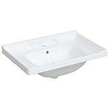 Avec un trou de trop-plein Vasque à Encastrer, Lavabo Encastré Céramique Évier Encastrable Salle de Bain blanc 71x48x23cm rectangulaire céramique