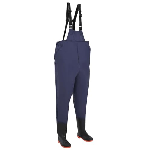 Ziaphsol Vadeador con botas de poliéster recubierto de PVC azul, talla 39, tirantes ajustables, impermeables, para pesca, caza, agricultura y actividades al aire libre