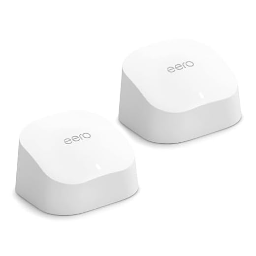 Amazon eero 6 mesh wifi system - Supports internet plans up to 900 Mbps, Coverage up to 3,000 sq. ft., Connect 75+ devices, 2-pack (2 routers)