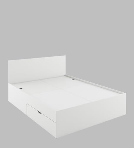 Image of Bridon King Size Drawer Bed, Engineered Wood, Frosty White Finish | Storage & Durability | Knock-Down Delivery