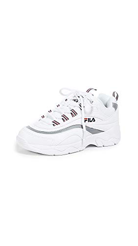 Fila Women's Fila Ray Sneakers, White/Fila Navy/Silver, 9.5 Medium US