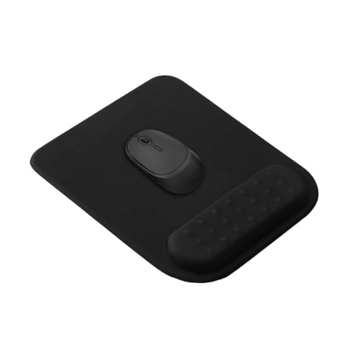 Image of PU Vegan Leather Ergonomic Mouse Pad with Wrist Rest| Memory Foam Wrist Support Non-Slip Base Wrist Pain Relief | Comfortable Mouse Pad for Office, Laptop, Computer & Gaming - Black