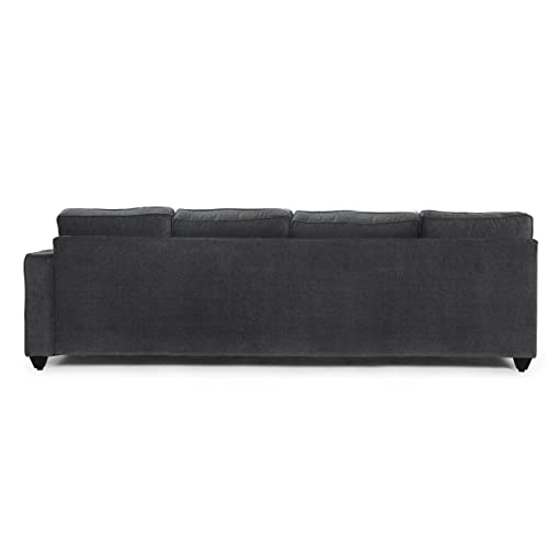 Image of Wakefit Sofa Set | 3 Year Warranty | Sofa 3 Seater, 3 Seater Sofa for Living Room, Wooden Sofa Set, 4 Seater + Left Aligned, Sofa for Living Room - Napper(Malphino : Smoke Grey)