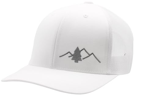 LINDO Trucker Hat [ Great Outdoors Design ] for Men and Women: Mid Profile Cap with Breathable Mesh Back and Adjustable Snap