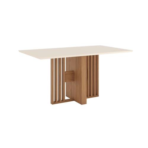 Mesa de Jantar Dinah 06 Lugares Canto Reto sem Vidro Sc151 Nature Off White - Henn