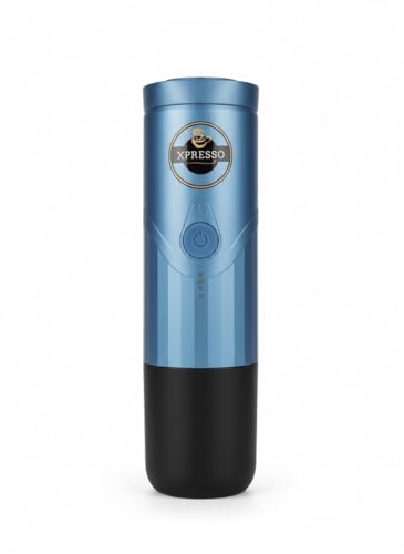 Image of Xpresso BrewGo Mini Portable Espresso Machine - Travel Espresso Maker for Coffee Capsules & Ground Coffee - 20 Bar Auto Heating Portable Coffee Maker for Travel, Camping, Home & Office (Blue)
