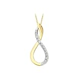 CARISSIMA Gold Women's 9ct Yellow Gold 0.10ct Diamond Crossover Pendant on Curb Chain Necklace of 46cm/18