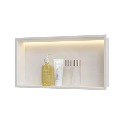 Generisch Duschablage aus Edelstahl, wasserdicht, zur Wandmontage, mit LED-Beleuchtung – horizontale Wandablage für stilvolle Aufbewahrung und Ordnung im Badezimmer