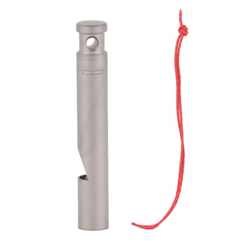 FOYTOKI Titanium Hiking Whistle Metal Lanyard Emergency Signal Whistle for Camping Outdoor