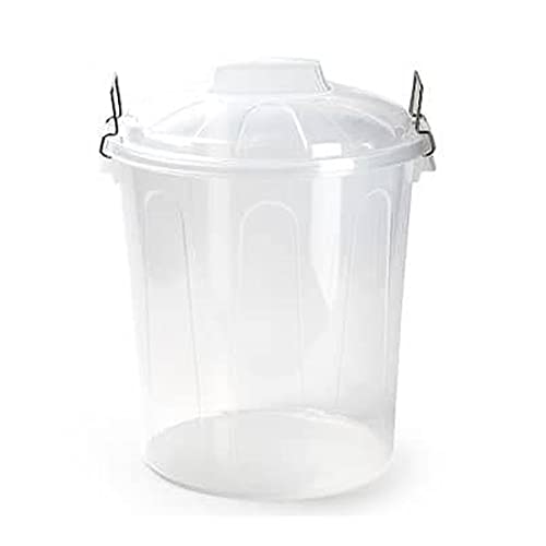 CABLEPELADO Cubo de Basura con tapa, Cubo basura Industrial, Cubo basura Plástico con asas metálicas, Contenedor residuos, 40 cm alto x 33 cm Diámetro superior, Capacidad 21 Litros, Transparente