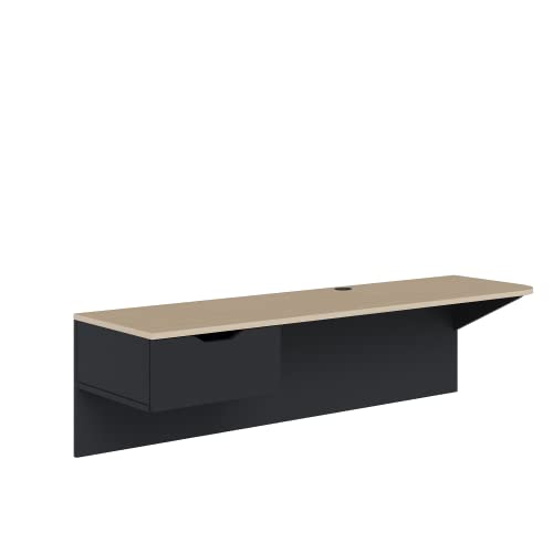 Escrivaninha Bancada de Estudo Tech - Preto Fosco/Tauari Nobre