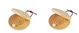 2Pcs Wooden Castanet, Percussion Instrument - Hand Finger Castanets, Wood Castanets Classroom DIY Rhythm Music Musical Instrument Folk and World Hand Percussion