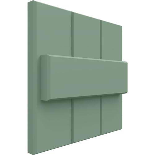 12"W x 12"H True Fit PVC Joined Board-n-Batten Shutters Sample, Track Green by Ekena Millwork - Used condition - Image 2