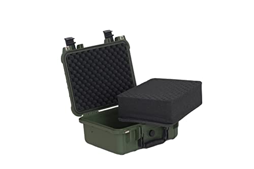 Image of MEIJIA Portable All Weather Waterproof Protective Case,Hard Case,Camera Case With Customized Fit Foam,Fit Use of Drones,Camera,Equipments,Pistols,13.35 x11.63x5.98inches (Green)