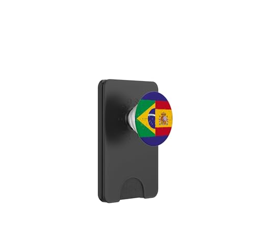 Bandera Brasil España Orgullo Aficionado Brasileño Español PopSockets PopWallet para MagSafe