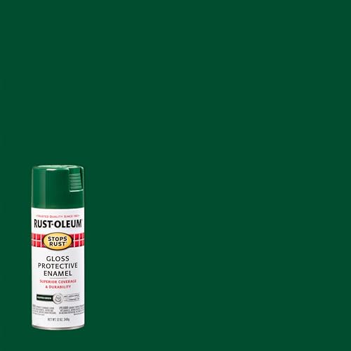 Image of Rust-Oleum Stops Rust Spray Paint, Gloss Hunter Green | Rust Resistant, Indoor and Outdoor, Beautiful Finish on Metal, Wood and More, Sprays from Any Angle, 12 oz, 6 Pack