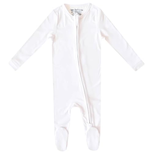 Image of Copper Pearl Zip-Up Footie Baby Pajamas - Soft Newborn Onesies for Boys & Girls, Tag-Free with Two-Way Zipper Baby Sleepers for Newborn - 24 Months, Dove