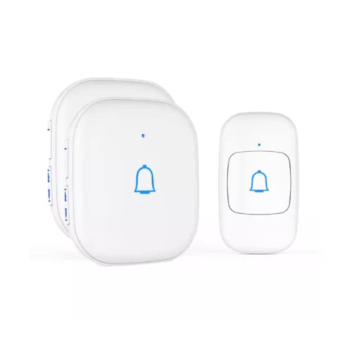 Image of Himster Wireless Doorbell, Waterproof Door Bell Chime Kit Alarm for Home at Upto 1000 Feet Range Operating with 56 Melodies, LED Flash, 7 Levels Adjustable Volume (White 1 Transmitter & 2 Receivers)