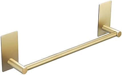 KES Gold Towel Rail 34CM Stick on Towel Holder for Bathroom and Kitchen SUS304 Stainless Steel Towel Bar Wall Mounted Brushed Brass, A7000S30-BZ