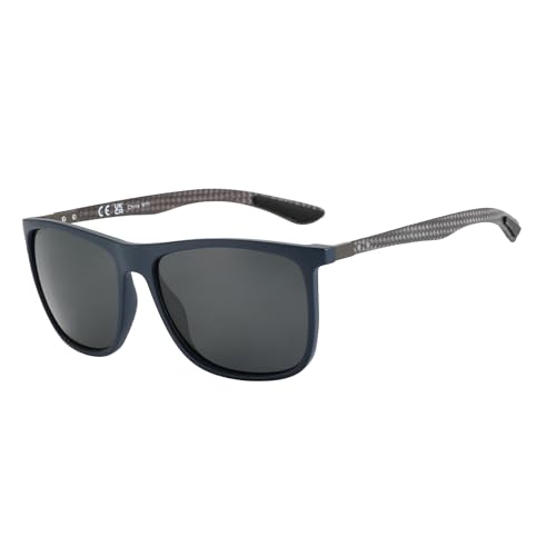 Zenottic Gafas De Sol Polarizadas Cuadradas Para Hombres Ultraligeras De Fibra De Carbono Gafas De Sol Conducción Pesca Golf Deportes Uv400 Protección, Armazón Azul, Lentes Gris, Large Zenottic Gafas De Sol Polarizadas Cuadradas Para Hombres Ultraligeras De Fibra De Carbono Gafas De Sol Conducción Pesca Golf Deportes Uv400 Protección, Armazón Azul, Lentes Gris, Large
