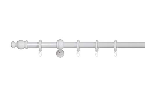ondeco Tringle à rideaux complète en bois 28 mm 1 voie Blanc 200 cm