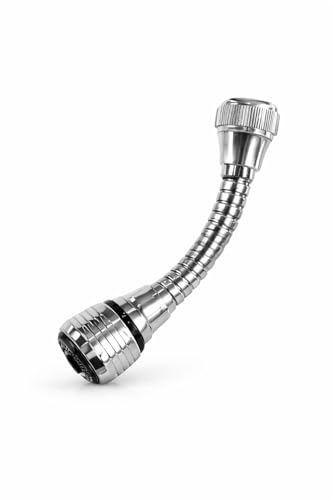 Image of Turbo Flex 360 Flexible Faucet Sprayer - 360 Rotating Kitchen Sink Attachment with Dual Spray Modes (Jet & Wide), Stainless Steel Chrome Finish, Universal Fit (Silver)