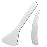 Quilax 2 Stück Kosmetikspatel,Edelstahl Spatel Kosmetik,Wiederverwendbare Gebogenen Spatel,Mini Kosmetikspatel,Mini Silber Cremespatel für,Feuchtigkeitscreme,Lotion,Creme