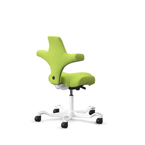 Image of HAG Capisco Standard Chair-White Frame-Upholstered Bright Green
