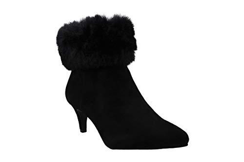 Alfani Womens Hansonn Fur Bootie Suede Pointed Toe Ankle, Black Suede, Size 6.0 #TOP1