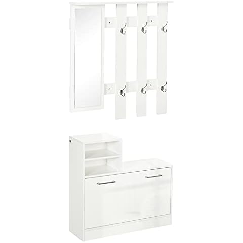 HOMCOM 2tlg. Garderobenset, 3 in 1 Flurgarderobe Cover