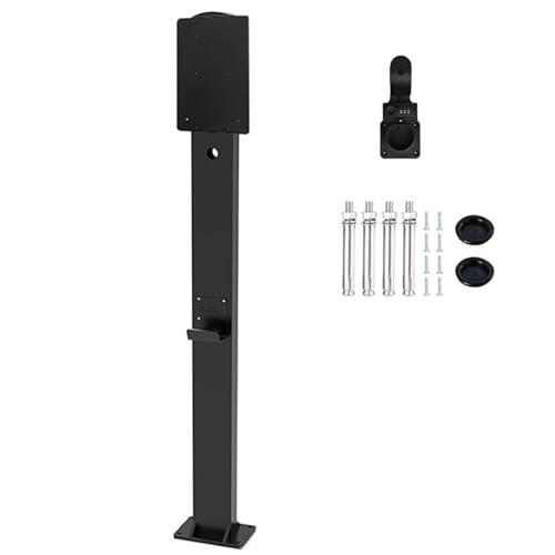 Universal EV Charging Station Stand with Hook and Canopy, Floor Mounted Vehicle Charger Holder for Secure and Convenient Charging in Garages, Factories, and Communities