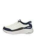 Skechers Men's Contour Foam Cozy Fit Hands Free Slip-in Sneaker,White/Navy,9.5 Wide