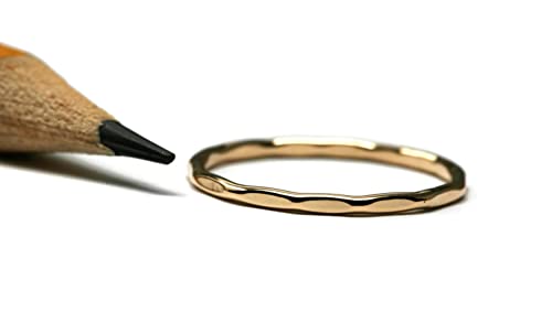 Salish Sea Inspirations 14K Gold Filled Hammer Textured Skinny 1.3Mm Stacking Rings thumb #1