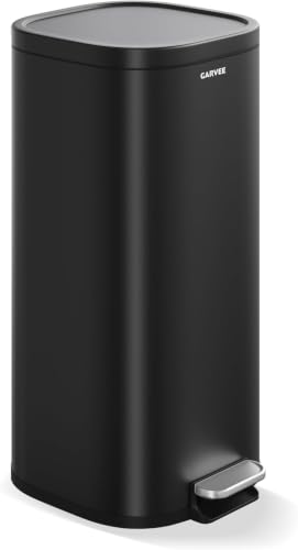 Garvee Poubelle Cuisine 30L, Poubelle à Pédale en Métal, Fermeture Douce