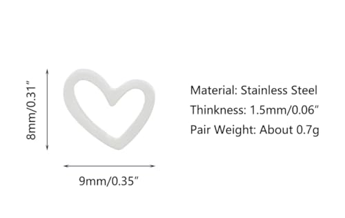 Stainless Steel Hypoallergenic Open Heart Stud Earrings2