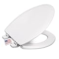 Centoco Elongated Toilet Seat, Heavy-Duty Wood Core with Plastic Scratch-Resistant Finish, Residential, Made in the USA, DSAMAZ9-301, Crane White (Cotton/Bright)