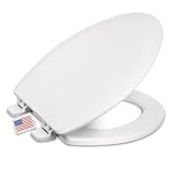 Centoco Elongated Toilet Seat, Heavy-Duty Wood Core with Plastic Scratch-Resistant Finish, Residential, Made in the USA, DSAMAZ9-301, Crane White (Cotton/Bright)