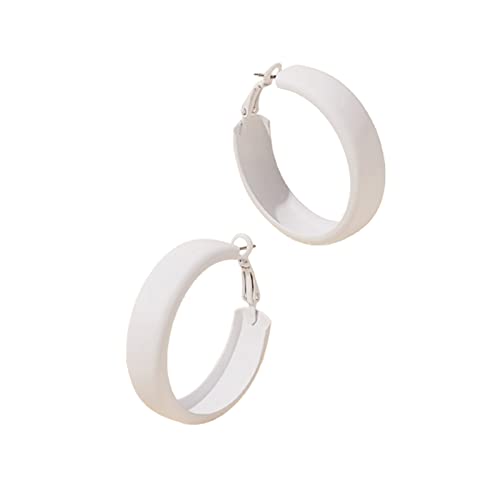 Matte Round Hoop Earrings Large Retro Neon Color Circle Earrings Multicolor Pierced Classic Lightweight Loops for Women Party Jewelry