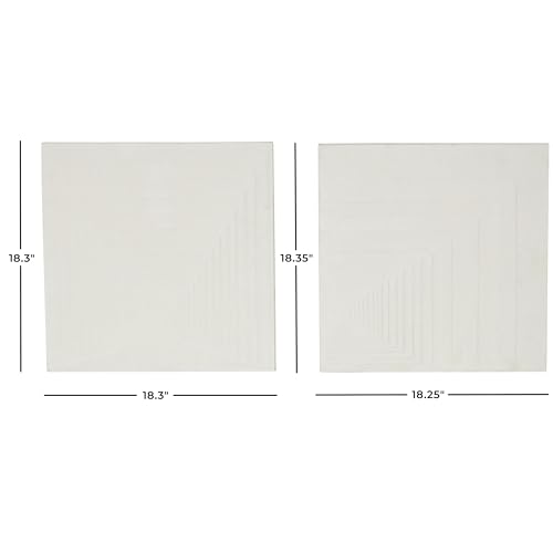 Deco 79 Metal Geometric Home Wall Decor Layered Square Cube Perspective Wall Sculpture with Sandstone Texture, Set of 2 Wall Art 18" W, 18" H, Cream by Deco 79 - Image 2