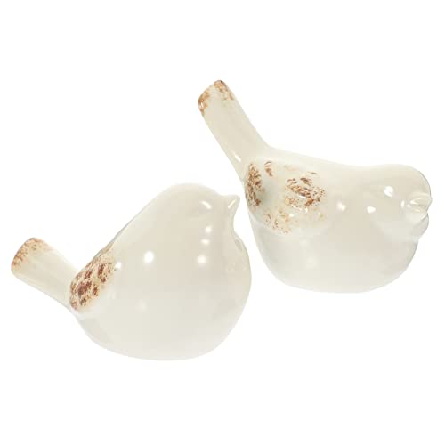 Homoyoyo 2piezas Figuras De Pájaro De Porcelana Fina Decoración Escritorio Abierto y Cerrado