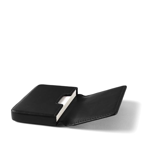 Leatherology Premium Black Oil Business Card Case, Magnetic Closure ID Holder, Full Grain Leather2