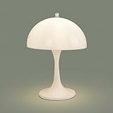 BARCELONA LED Lámpara de Mesa Diseño MART Blanca Moderna con Pantalla Acrílica Translúcida, Luz Suave y Confortable, 3xG9, Lámpara de Mesa Minimalista para Salón, Dormitorio, Oficina y Mesa de Noche