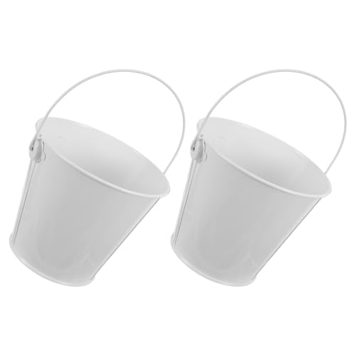 TOYANDONA Lot de 2 Récupérateurs de Graisse Blancs pour Barbecue, Seaux Métalliques 8 X 10,5 X 12 Cm Poignée, Accessoires de Cuisson Extérieurs pour Collecte D’Huile et Entretien Facile