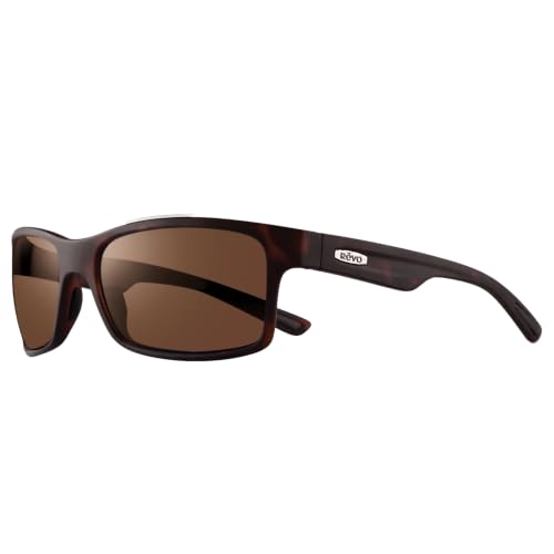 Revo Lunettes de soleil unisexes RE 1027 Crawler rectangulaires polarisées avec protection UV, monture écaille mate, verres Terra