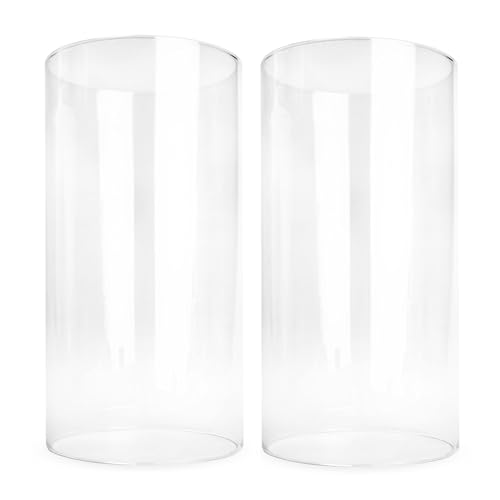 Sendez 2 x Glaszylinder ohne Boden H:20cm Ø10cm Windlicht Kerzenhalter Tischdeko Kerzenständer Laterne