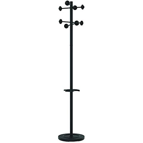 Unilux Accueil Coat Stand Solid Head Steel Post Umbrella Stand Double Pegs Black Ref 35006M Cover