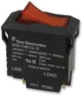 TE Connectivity W33-T4B1Q-15 Circuit Breaker; Therm; Cur-Rtg 15A; Amber Rocker; 2 Poles, W33 Series