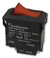 TE Connectivity W33-T4B1Q-15 Circuit Breaker; Therm; Cur-Rtg 15A; Amber Rocker; 2 Poles, W33 Series