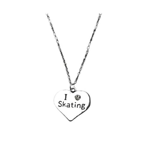 Girls Figure Skating Necklace, Ice Skating Heart Pendent