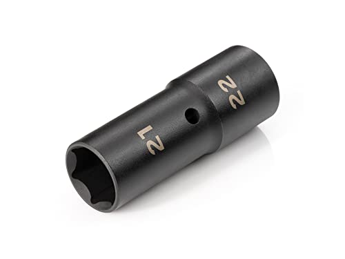 TEKTON 1/2 Inch Drive 21 x 22 mm Deep Thin Wall Impact Flip Socket | SIF22122